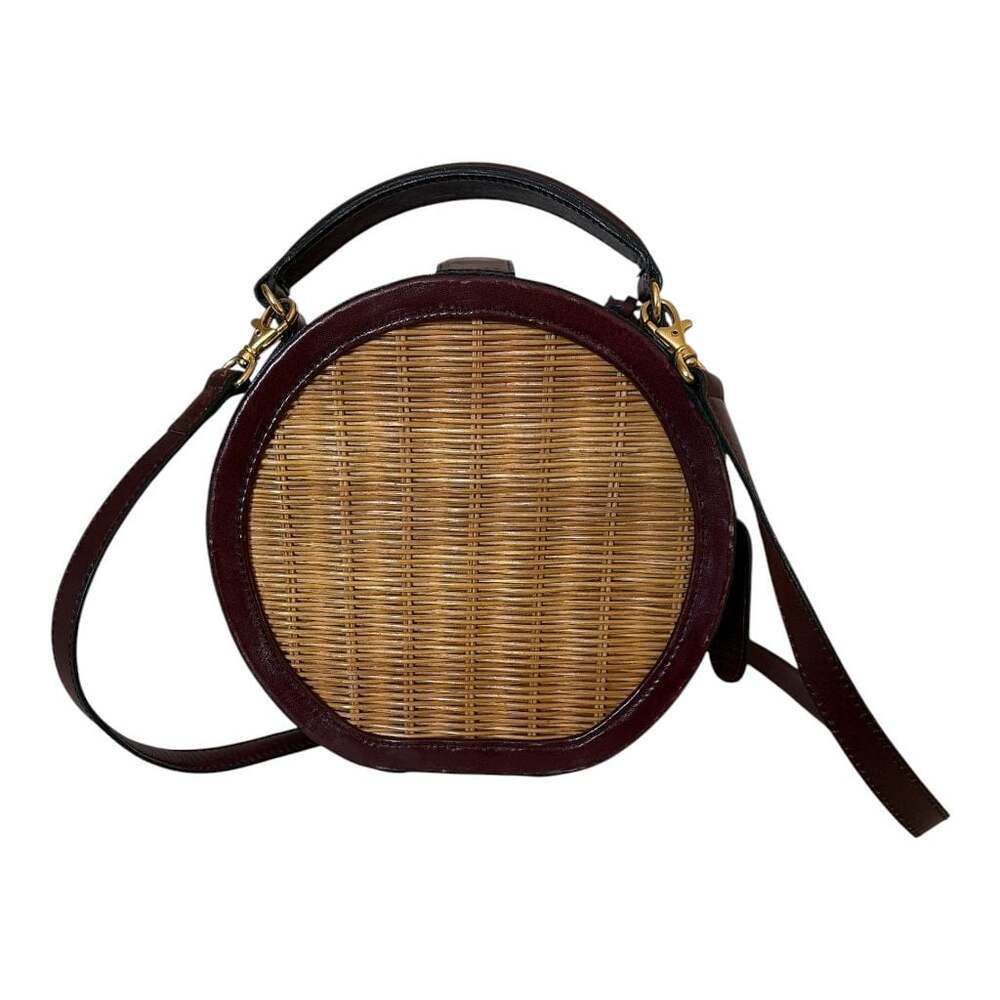 Vintage Etienne Aigner Burgundy Leather and Wicker Circular Crossbody Bag - Picture 4 of 10
